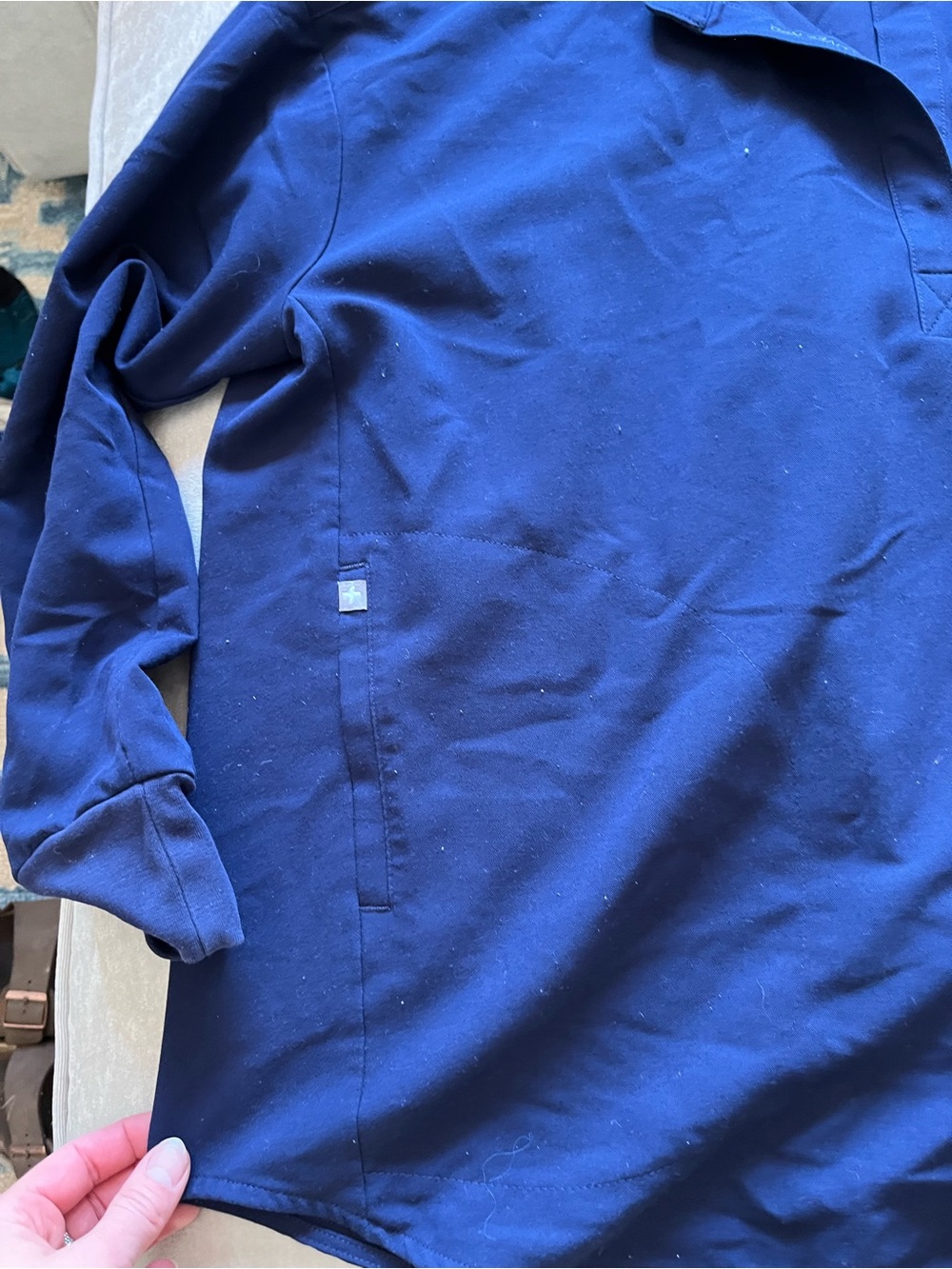 Navy blue long sleeve FIGS top size M-L - Picture 3 of 4